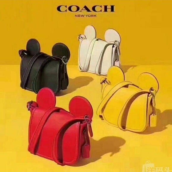Coach Handbags - 🎉Black Friday Coach Disney Mickey Ear Leather Bag